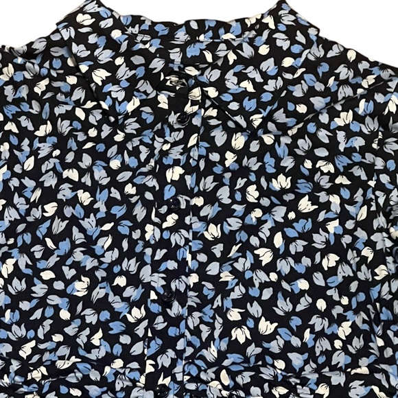 Hobbs London Nadina navy/white long sleeve petal print midi jersey dress - Picture 6 of 13